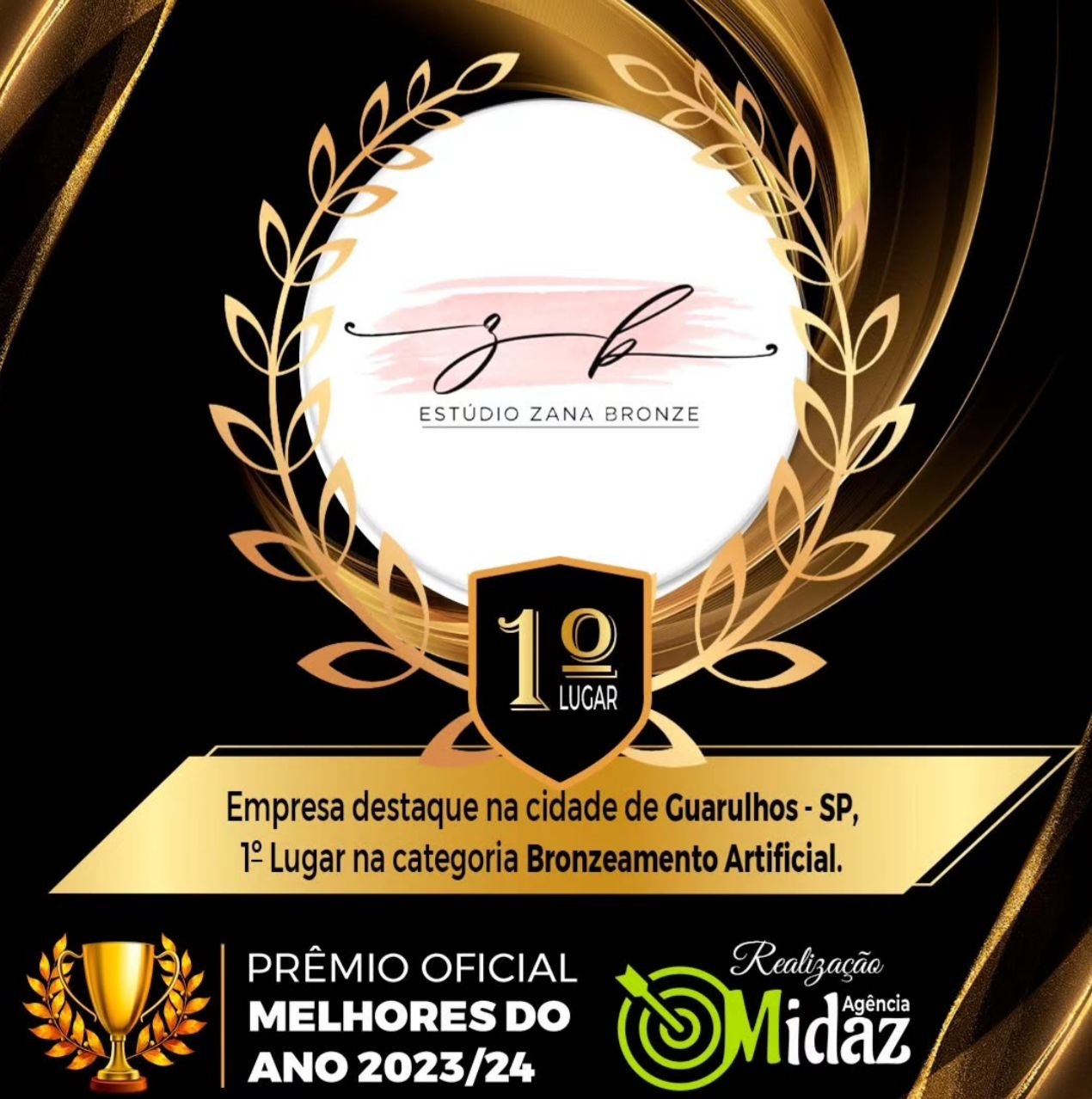 Premiação recebida pelo estúdio Zana Bronze